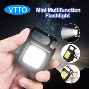 VTTO Mini LED Flashlight Portable USB Rechargeable Work Light 500 Lumens Bright Keychain Light Small Pocket Flashlights For Outdoor