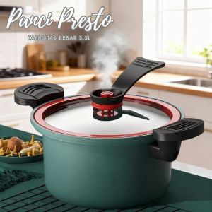 Panci Presto Serbaguna 3.5Liter Anti Lengket Multi Fungsi - Pelunak Daging Ayam Iga Terbaik