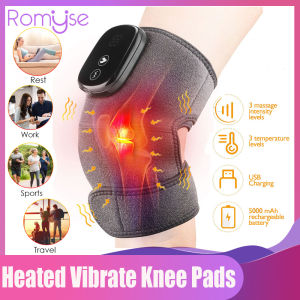 Romyse Heated Vibrating Knee Pads Heating Therapy Knee Massager Shoulder Compression Physiotherapy High Frequency Vibrate Leg Arthritis Elbow Joint Pain Relief 1PC