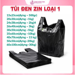 Túi Nilon Đen Bóng Hai Quai Không Mùi Loại 1 - Bọc Xốp Đen Zin Dẻo Dai - Túi Đựng Rác - Túi Đóng Hàng - Kho Bỉm Thanh Ngân