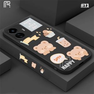 (Lokal Ready) Casing hp Realme C53 C51 C55 C33 C30 C31 C30S C35 Realme10 9i 8i 7i 5i 6i C2 C21Y C11 2021 C20 C25Y C17 C3 C12 C15 Narzo 50A Teh Susu Beruang Lucu Motif Kotak Simple Soft Case Cover