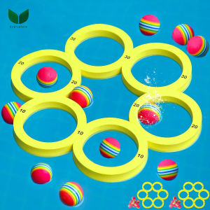 Summer Time Water Sports EVA Floating Pool Games In Summer Throwing Toys Boys Girls Pool Game with 10 Rainbow Golf EVA Balls Fun Gifts Floating Water Sports Pool Toy