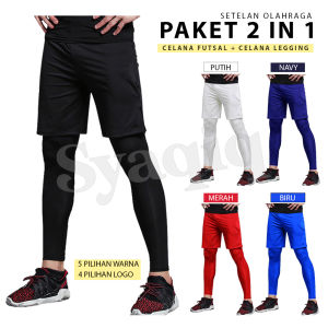 Paket Celana Manset Baselayer Panjang dan Celana Futsal Kolor Pendek Olahraga Pria Wanita