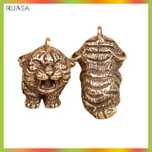 RUASA Móc chìa khóa hình hổ bằng đồng thau kim loại phụ kiện trang sức tự làm đồ treo hình động vật
