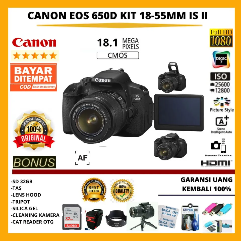 CANON EOS 650D KIT LENSA 18-55MM IS II FREE ACCESORIES KAMERA