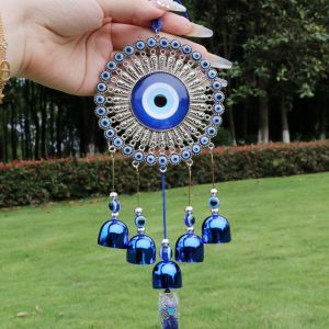 Blue color Feng Shui wind chime evil eye decorate your home