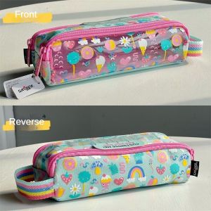 Smiggle Unicorn Pencil Case with Transparent Name Window - Multi-functional Zipper Stationery Box for Silent Storage