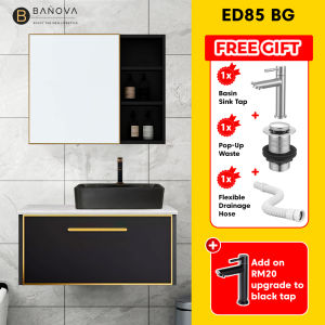 BANOVA EMERALD Aluminum Composite Panel Vanity Cabinet Ceramic Counter Top Basin Set with Cosmetic Storage Mirror Box