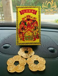 [ĐÃ KHAI QUANG] Ngũ Lộ Thần Tài phù kim bài thần tài Kèm Đồng Tiên Hoa Mai Kích Tài Lộc May Mắn Bình An