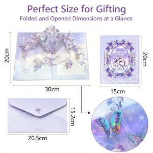 Exquisite 3D Paper‑Carved Pop Up Greeting Card Sparkling Flower Blessing Card Beautiful Decoration Universal Holiday Gift for All Occasions