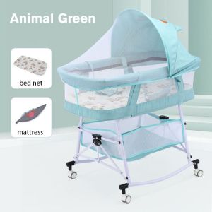 [0-3years]4 in1 Baby Crib Shaking Bed Set with Net Multifunction kids Rocking Bed Newborn Baby Crib