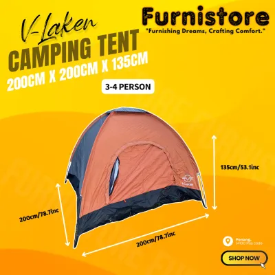 Furnistore (Export Model- Vlaken) 200x200x135cm (2-4 people) Silver Coating tent/double thickening rain-proof camping tent