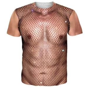 2025Funny Muscle Body 3D Printed T-shirt Mens Designer Clothes Streetwear Short Sleeve Top Tees Ugly Chest Hair T Shirt Clothing
