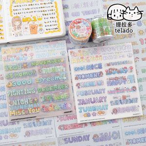 Set sticker cute S10 TELADO dễ thương trang trí sổ tay Hình dán siêu dính không thấm nước tiện dụng