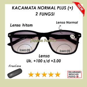 FREE CASE - Kacamata Plus (+) 2 Fungsi Pria Wanita Frame Hitam Anti Silau dari +1.00 SAMPAI +3.00 FREE CASE Kacamata Baca / Kacamata Plus / Kacamata Rabun Dekat / Kacamata Fashion Terbaru