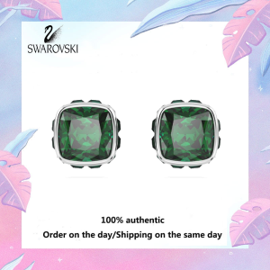 💖 Swarovski 💖 Womens Fashion S925 Sterling Silver 5660801 square cut birthstone May green crystal jewel earrings Valentine gift Birthday gift