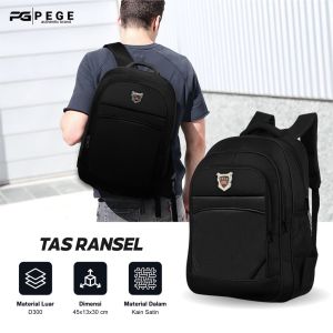 Tas Ransel Kerja Tas Punggung Sekolah Warna Hitam Polos Backpack Laptop Segala Aktifitas - PG 34