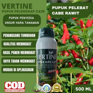 PUPUK NPK CAIR VERTINE GROW 500 ML Pupuk Semprot Pelebat Tanaman Cabe Rawit - Pupuk Perangsang Pada Tanaman Cabe Rawit - Obat Penyubur Cabe Rawit Paling Bagus Merangsang Batang Akar Dan Buah Biar Cepat Lebat Hasil Panen Berlipat