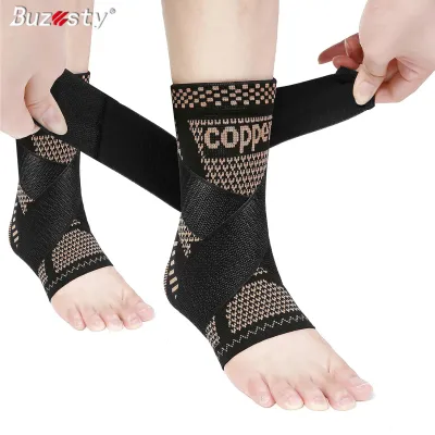 Buzesty Adjustable Ankle Support Brace Compression Sleeve Of 2 Pack Arch Support & Foot Stabilizer Elastic Wrap for Plantar Fasciitis Achilles Tendonitis Recovery Sports Bandage Socks for Men & Women