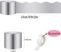 65 Feet Silver Bulletin Board Borders, Scalloped Border Trim, Rolled Classroom Borders for Bulletin Board, White Board, Cork Board, Locker, and Classroom Décor Burlap Scalloped Border Trim. 