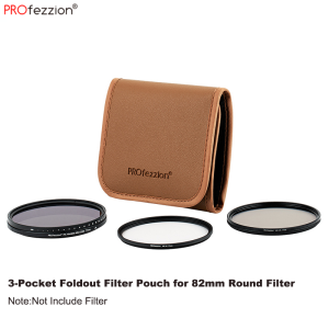 PROfezzion 3-Pocket Foldout Filter Pouch for up to 82mm Camera Lens Round FilterShock Resistant & Anti Scratch Photography Filter Case Filter Carry Case with Microfiber Cleaning Cloth