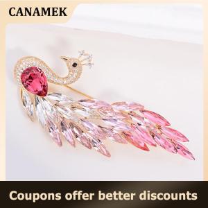 【 CANAMEK 】 Fashion Animal Rhinestone Crystal Peacock Brooches For Women Clothing Coat Jewelry Accessries Gifts