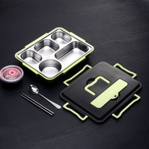 (Homu.Store) Large Capacity Lunch Box Bento Box 304 Stainless Steel 4/5 Compartments Adults Kids Keep Food Warm School Office 不锈钢上班族学生饭盒便当盒