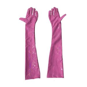 ถุงมือยาวหนัง PU ที่มีสไตล์สำหรับผู้หญิงแบบแน่นกระชับและง่ายต่อการทำความสะอาดมันวาวสำหรับงานปาร์ตี้ยามค่ำคืน