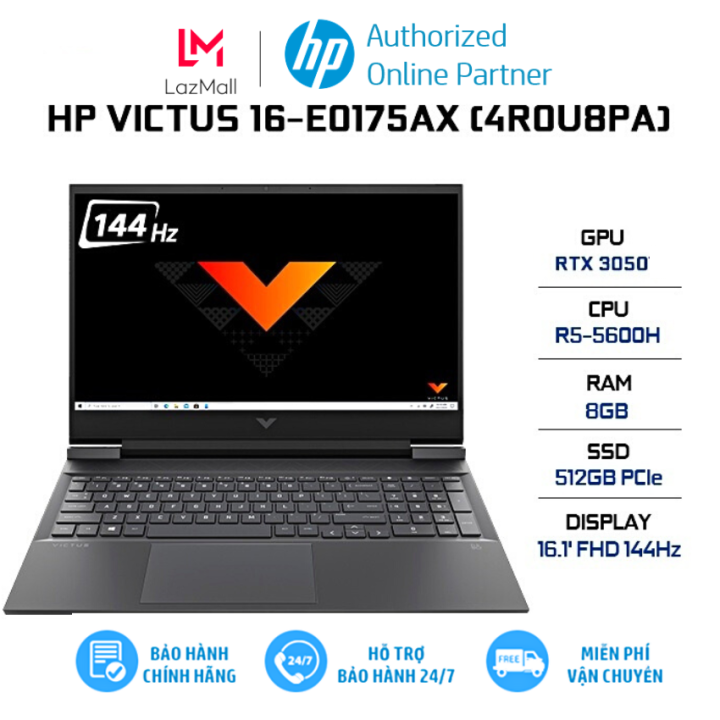 Laptop HP VICTUS 16-e0175AX (4R0U8PA)/ Đen/ AMD R5-5600H (3.3GHz 16MB ...