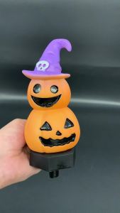 Outdoor Solar Halloween Pathway Lights Resin Pumpkin Snowman Stake Lamp With Auto On Off Sensor Waterproof Garden Yard Patio Walkway Holiday Decoration Night Lights
