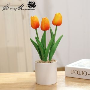 PU Tactile Tulip Flower Simulation Bonsai Home Decoration Wedding Set Props Artificial Flower