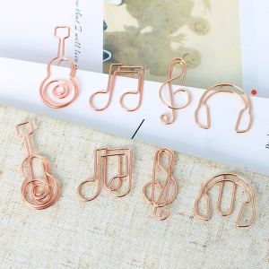 ROBERTA 10pcs Metal Memo Music Note Paper Clips Clip-on Index Bookmark Metal Paper Clips Document Organizing Guitar Creative Bookmark Clip Office