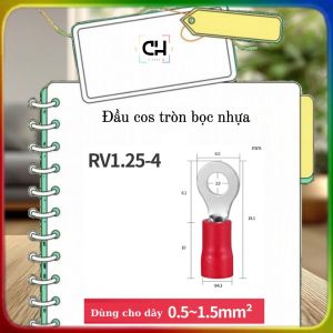 Đầu cos tròn bọc nhựa RV 1-2-3-5 Cos chữ O đầu cos nối dây điện dây đồng túi 100 cái