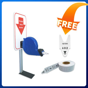 Queue Ticket Dispenser Machine with Counter Stand and 1 Queue Roll Queue Tape 3 Digits 2000 Tickets for Queue Call System Take-A-Number Queing Number Paper
