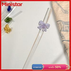 Ministar หลอดแก้ว8มม. 1ชิ้นหลอดดูดน้ำแบบนำกลับมาใช้ใหม่ได้ลายผีเสื้อน่ารักทนความร้อนสำหรับงานเทศกาลปาร์ตี้งานแต่งงานค็อกเทลบาร์ชายหาด