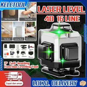 Laser Level 4D 16Lines bangunan waterpass laser pasang keramik laser Tingka waterpas laser Levelleveling tudigital meteranLaser level Laser Leveling Tukang Bangunan Adjustable 360° Rotary Cross Auto Measuring Self Leveling Tool