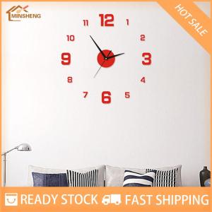 MIH ✨ COD ✨ นาฬิกาแขวนผนังแบบทำมือสำหรับบ้านสำนักงานไร้กรอบนาฬิกาติดผนัง3D ทันสมัยสติกเกอร์กระจกนาฬิกาแขวนผนังดีไซน์ห้องโรงแรมของตกแต่งโรงเรียน