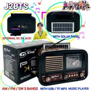 โซล่าเซลล์ J2BTS วิทยุ บลูทูธ AM FM SW 3BANDS / BT / USB / TF / LIHIUM BATTERY และแบบชาร์จแบต