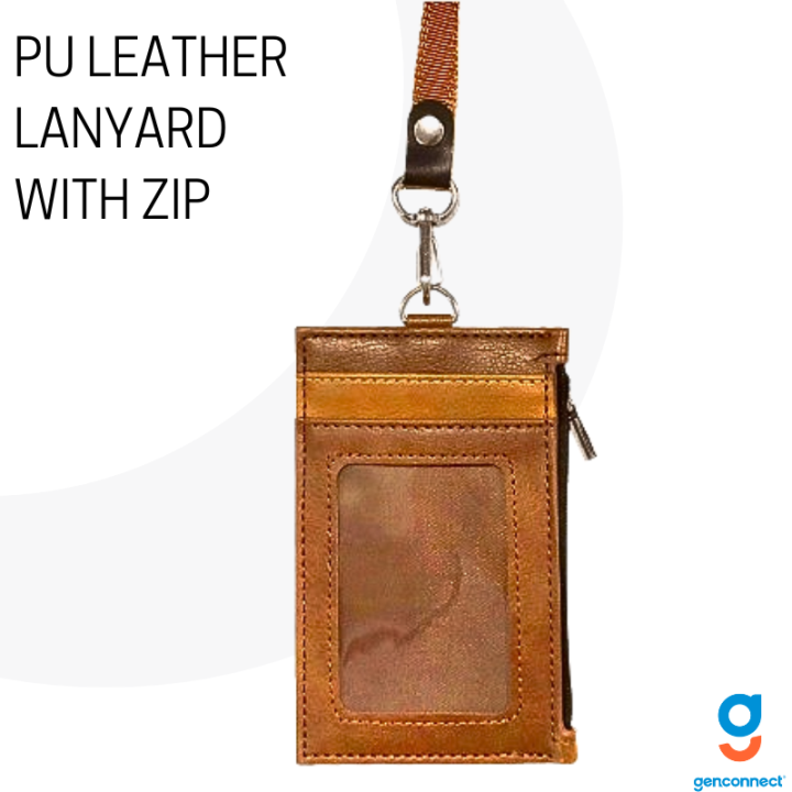 PU Leather Zip Wallet with Lanyard – Rustic Style Card Holder, Compact ...