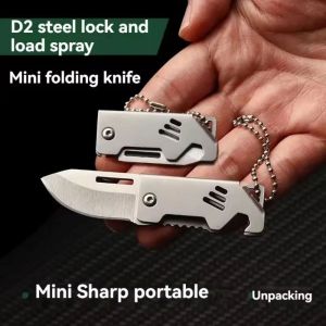 DCITZ with Keychain Portable Sharp Cutter Non-slip Handle D2 Steel Pocket Cutter Multi Purpose High Hardness Mini Folding Cutter Express Delivery Unpacking