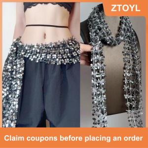 【ZTOYL】 Fashion Sequins Belly Dance Belt Jazz Dance Tassels Hip Scarf Street Dance Show Costumes Waist Chain Accessories