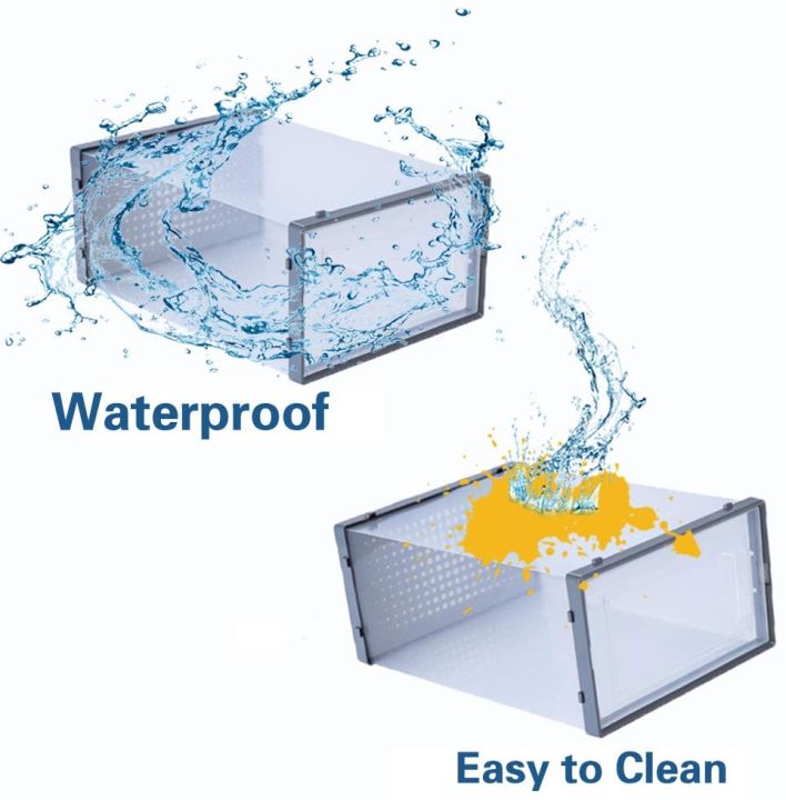 6pcs Clear Shoe Boxes Stackable Plastic Organizer