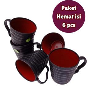 (6 PCS) Setengah Lusin Gelas Cangkir Plastik Aesthetic Minum Ramen Plastik Mug Kopi Teh Kitchenware