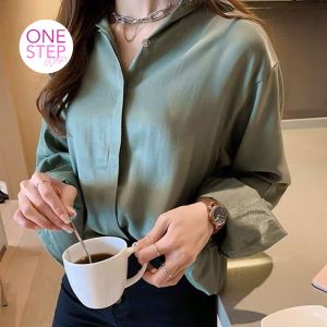 Kemeja Satin Premium Basic Korean Blouse Silk Long Sleeve Casual (S1-017-634)