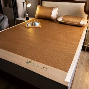 เสื่อหวายบอระเพ็ดสองด้านเสื่อผ้าไหมน้ำแข็งเสื่อหวายโบราณสำหรับแม่และเด็กเสื่อฟางพับได้เสื่อฤดูร้อนเสื่อเครื่องปรับอากาศขายส่ง