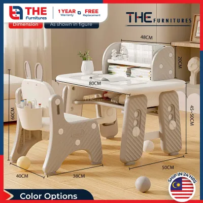 THE 2 in 1 Adjustable Kids Study Table With Chair Children Learning Dining Table With Chair