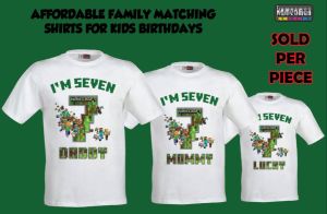 MINECRAFT tshirt for kids boys w/ name and age Graphic Family Matching t-shirts & shirts