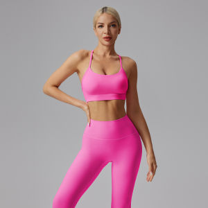 Cosleaf ชุดฟิตเนส พิลาทิส สปอร์ตบราตัวY ฟองน้ำถอดได้ มีหลายสี กางเกงเลกกิ้งตัดขาได้ แนบผิวบางเบามีกระเป๋าด้านหลัง พร้อมส่ง