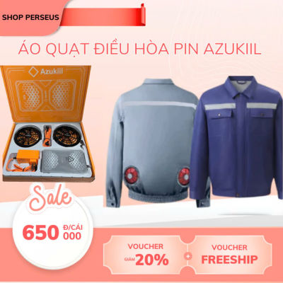 Áo Điều Hòa AZUKIIL Nhật bản mới nhất năm 2025 BỘ PIN 2 QUẠT Quạt 22V - 86000MAH