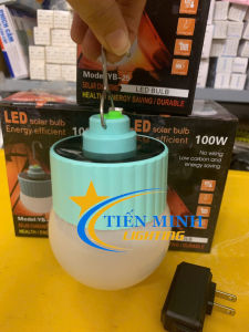 Đèn tích điện NLMT 100W (YB25) ánh sáng trắng sạc bằng năng lượng mặt trời hoặc dây sạc đèn có móc treo thuận tiện